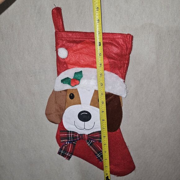 Puppy Dog Handmade Felt Christmas Stocking Holiday Decor Never Used - Picture 3 of 5
